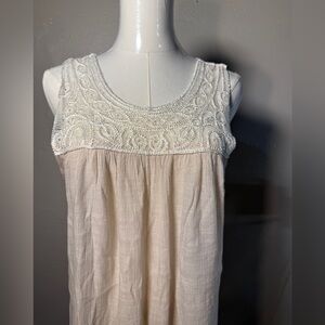 Lavish Boho Crochet Lace Tunic Tank Top – Ivory Beige